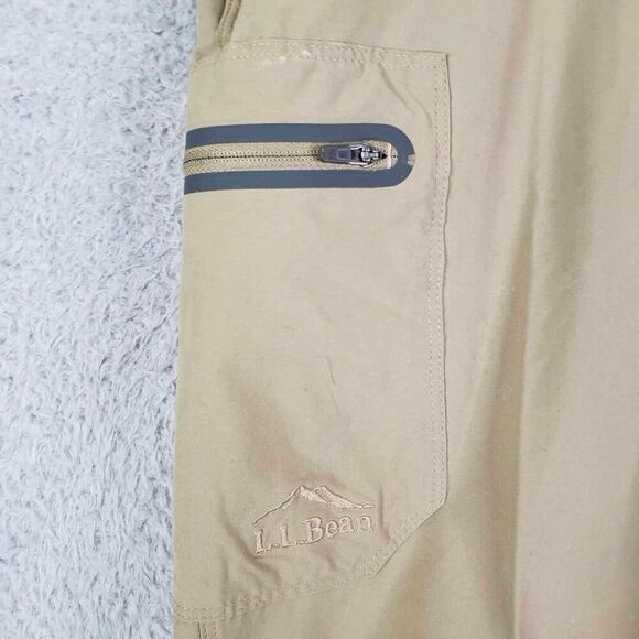LL Bean Cargo Pants Men's Size 40x34 Tan Brown Straight Leg Nylon - Picture 5 of 9